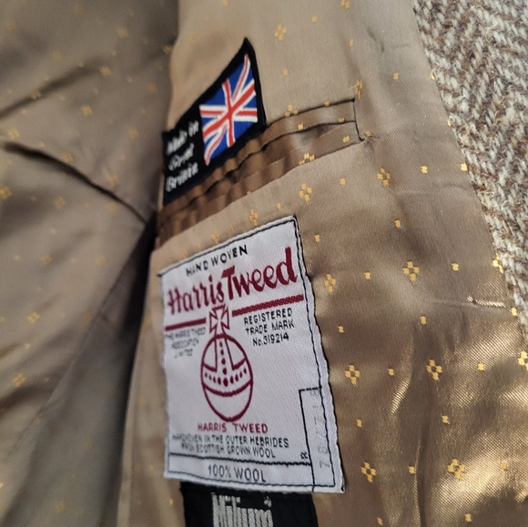 Harris Tweed Mens Blazer Beige Wool 2 Button Half Lined Jacket Sport Coa… - Picture 4 of 12